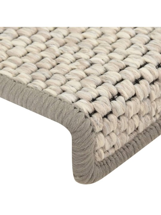 Samolepicí nášlapy na schody sisal 15 ks 65 x 21 x 4 cm platina
