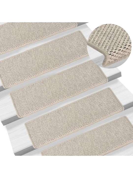 Samolepící nášlapy na schody vzhled sisal 15 ks 65x21x4 cm