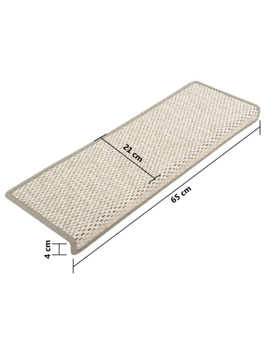 Samolepící nášlapy na schody vzhled sisal 15 ks 65x21x4 cm