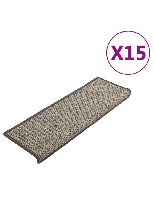 Samolepící nášlapy na schody sisal 15ks 65x21x4cm šedé a béžové