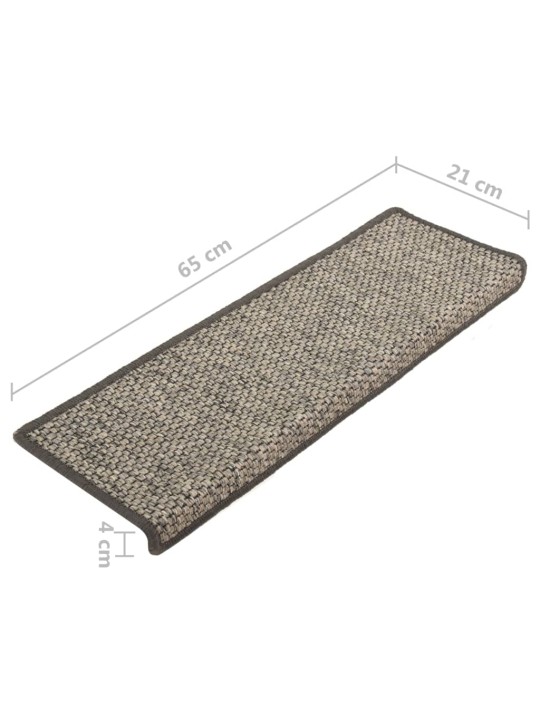 Samolepící nášlapy na schody sisal 15ks 65x21x4cm šedé a béžové
