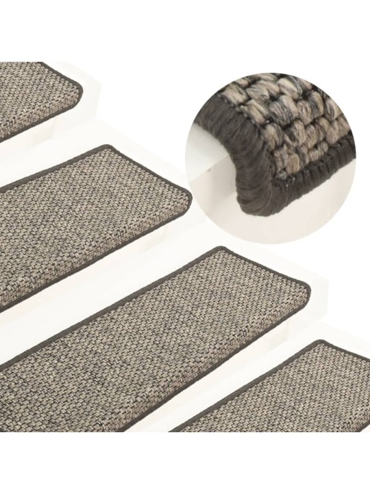 Samolepící nášlapy na schody sisal 15ks 65x21x4cm šedé a béžové