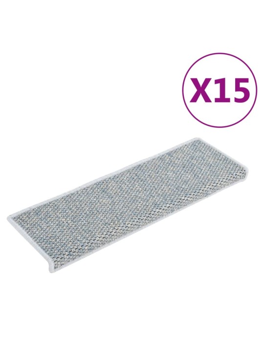 Samolepící nášlapy na schody vzhled sisal 15 ks 65x21x4cm modré