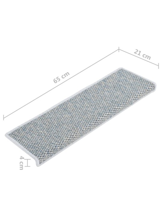 Samolepící nášlapy na schody vzhled sisal 15 ks 65x21x4cm modré