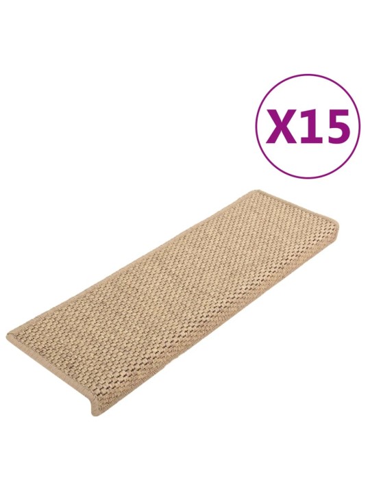 Samolepící nášlapy na schody vzhled sisal 15 ks 65x21x4 cm