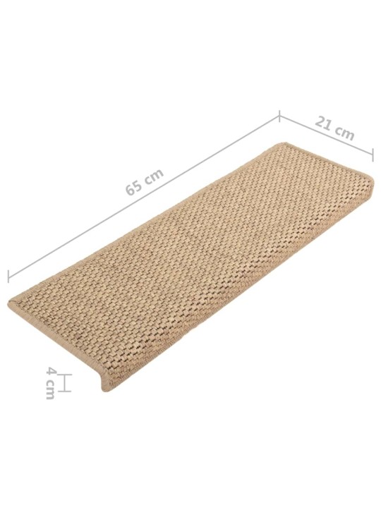 Samolepící nášlapy na schody vzhled sisal 15 ks 65x21x4 cm