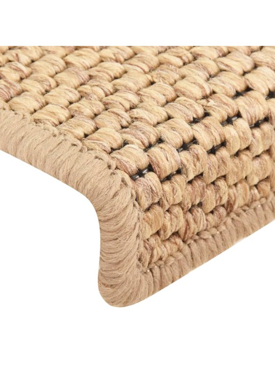 Samolepicí nášlapy na schody sisal 15ks 65x21x4cm světle béžové