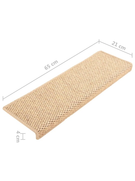 Samolepicí nášlapy na schody sisal 15ks 65x21x4cm světle béžové