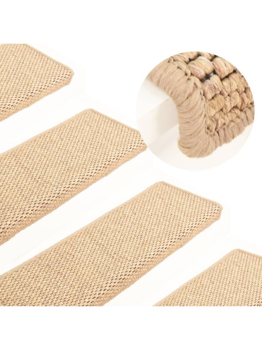 Samolepicí nášlapy na schody sisal 15ks 65x21x4cm světle béžové