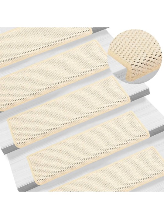 Samolepící nášlapy na schody vzhled sisal 15 ks 65x21x4 cm