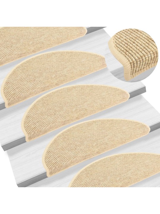 Samolepící nášlapy na schody vzhled sisal 15ks 65x21x4cm béžové