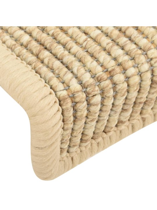 Samolepící nášlapy na schody vzhled sisal 15ks 65x21x4cm béžové