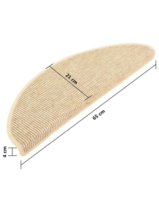 Samolepící nášlapy na schody vzhled sisal 15ks 65x21x4cm béžové
