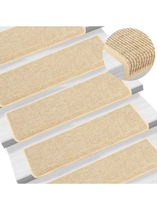 Nášlapy na schody dekor sisal 15 ks 65x21x4 cm světle béžové