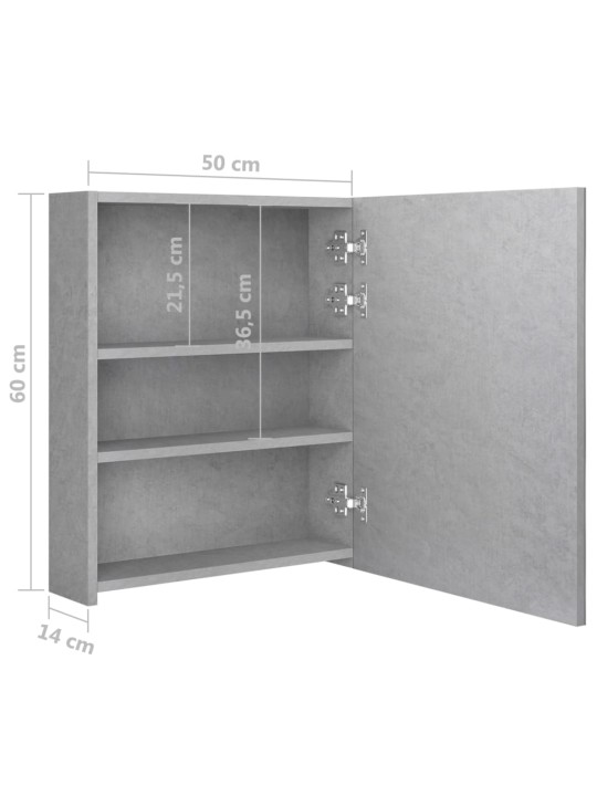LED koupelnová skříňka se zrcadlem betonově šedá 50x14x60 cm