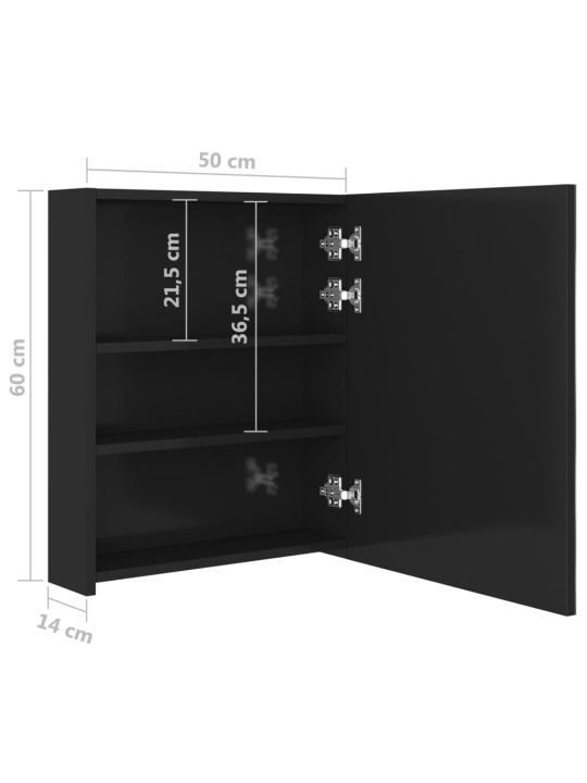 LED koupelnová skříňka se zrcadlem zářivě černá 50 x 14 x 60 cm