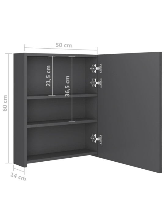 LED koupelnová skříňka se zrcadlem šedá 50 x 14 x 60 cm