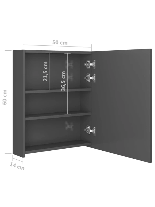 LED koupelnová skříňka se zrcadlem zářivě šedá 50 x 14 x 60 cm