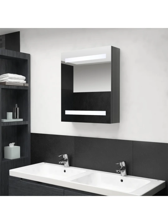 LED koupelnová skříňka se zrcadlem zářivě šedá 50 x 14 x 60 cm