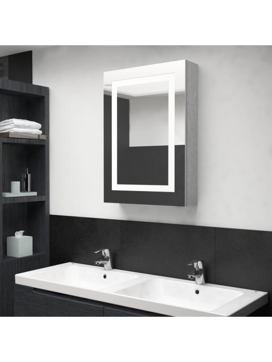 LED koupelnová skříňka se zrcadlem betonově šedá 50x13x70 cm