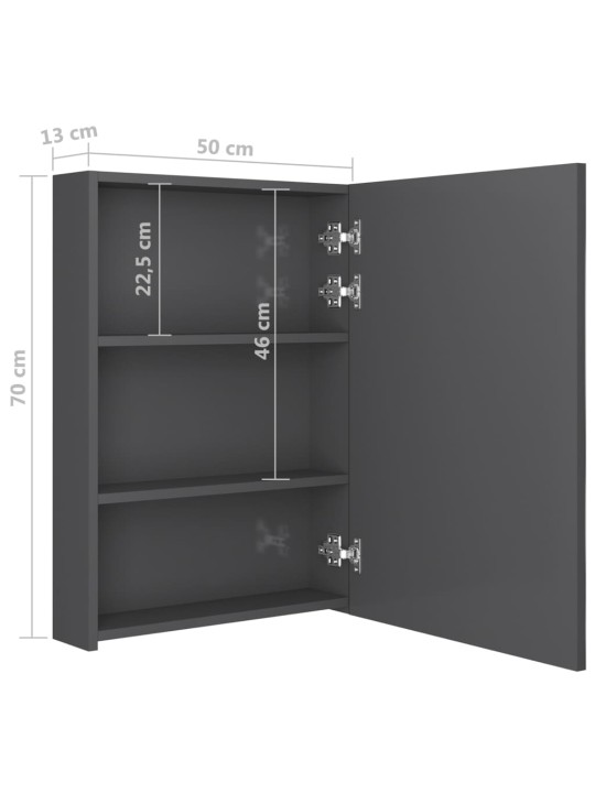LED koupelnová skříňka se zrcadlem zářivě šedá 50 x 13 x 70 cm