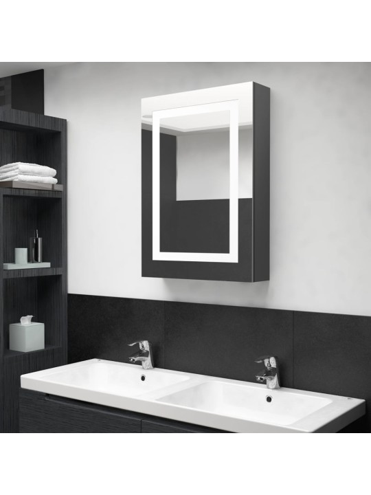 LED koupelnová skříňka se zrcadlem zářivě šedá 50 x 13 x 70 cm