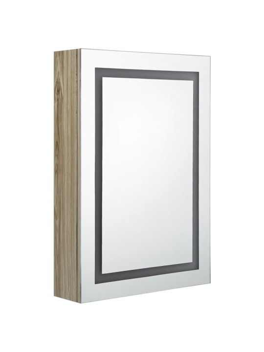 LED koupelnová skříňka se zrcadlem dub 50 x 13 x 70 cm