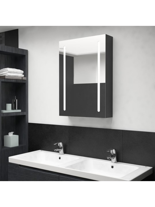 LED koupelnová skříňka se zrcadlem zářivě černá 50 x 13 x 70 cm