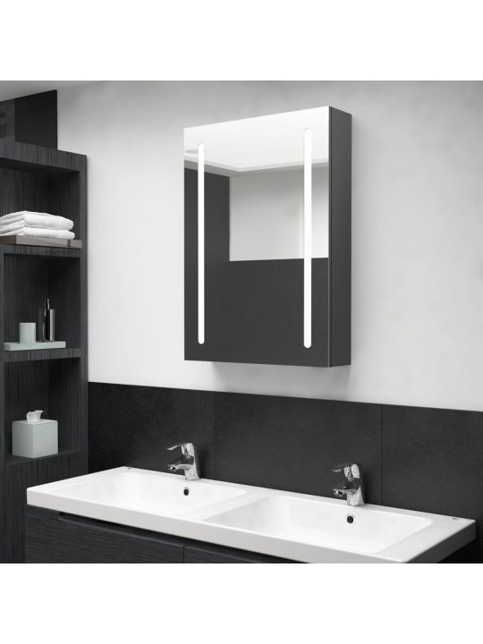 LED koupelnová skříňka se zrcadlem šedá 50 x 13 x 70 cm