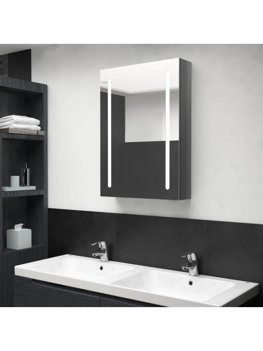LED koupelnová skříňka se zrcadlem zářivě šedá 50 x 13 x 70 cm