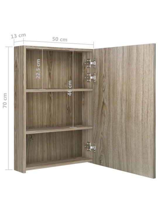 LED koupelnová skříňka se zrcadlem dub 50 x 13 x 70 cm