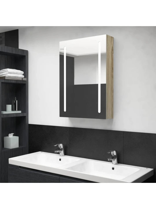 LED koupelnová skříňka se zrcadlem dub 50 x 13 x 70 cm
