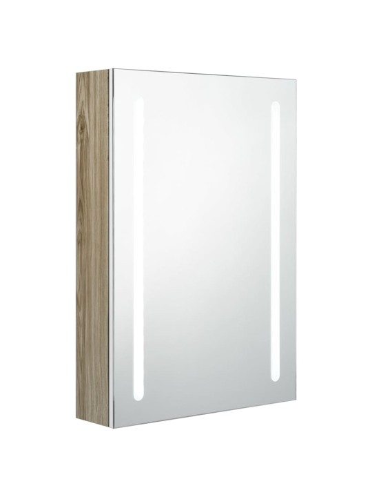 LED koupelnová skříňka se zrcadlem bílá a dub 50 x 13 x 70 cm