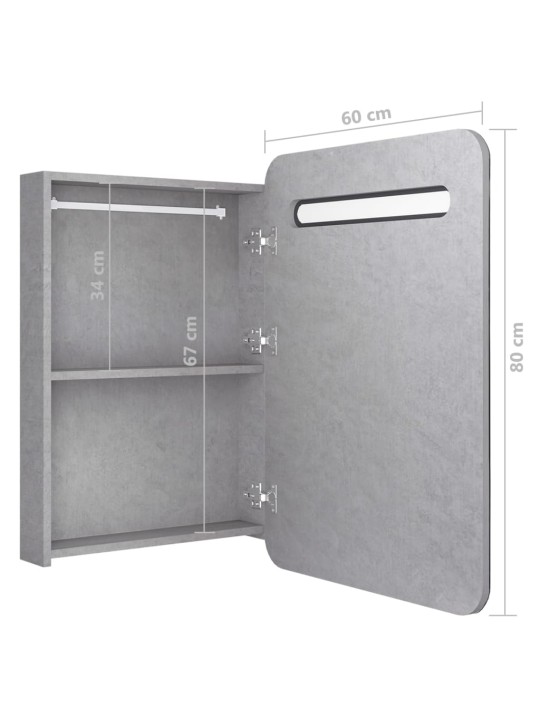LED koupelnová skříňka se zrcadlem betonově šedá 60x11x80 cm