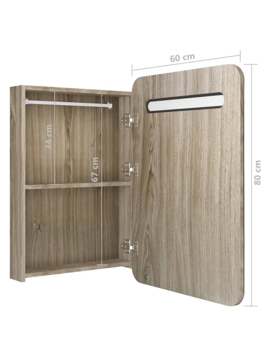 LED koupelnová skříňka se zrcadlem dub 60 x 11 x 80 cm