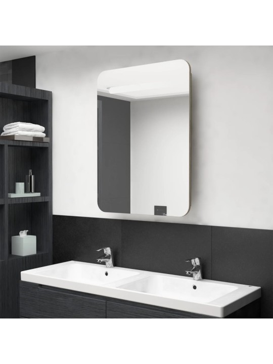 LED koupelnová skříňka se zrcadlem dub 60 x 11 x 80 cm