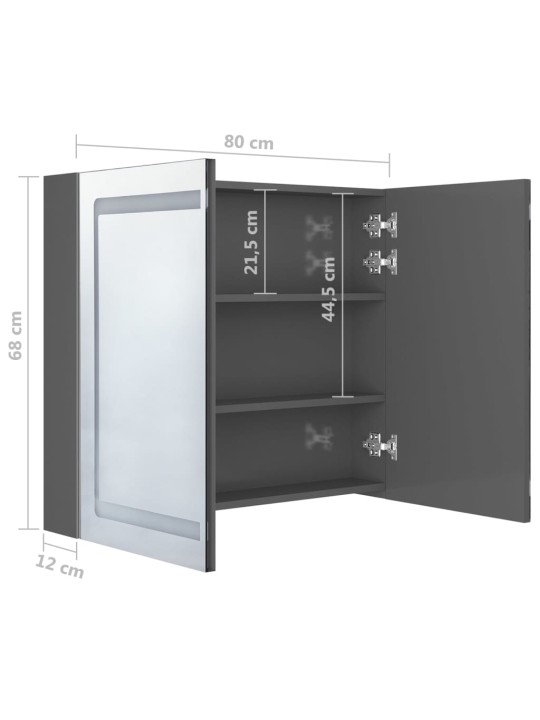 LED koupelnová skříňka se zrcadlem zářivě šedá 80 x 12 x 68 cm