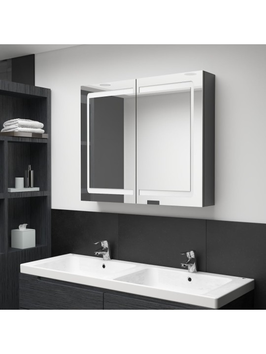 LED koupelnová skříňka se zrcadlem zářivě šedá 80 x 12 x 68 cm