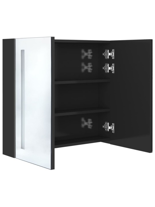 LED koupelnová skříňka se zrcadlem zářivě černá 62 x 14 x 60 cm