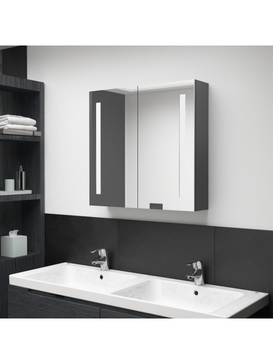 LED koupelnová skříňka se zrcadlem šedá 62 x 14 x 60 cm