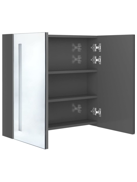LED koupelnová skříňka se zrcadlem zářivě šedá 62 x 14 x 60 cm
