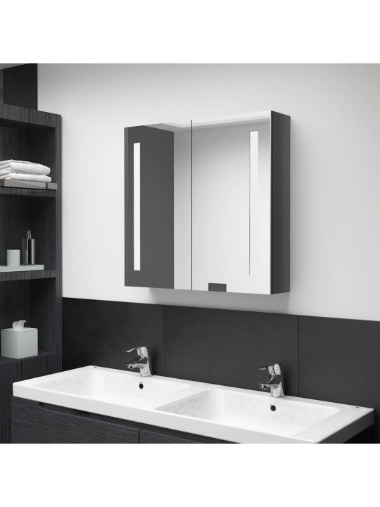 LED koupelnová skříňka se zrcadlem zářivě šedá 62 x 14 x 60 cm