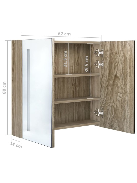 LED koupelnová skříňka se zrcadlem dub 62 x 14 x 60 cm