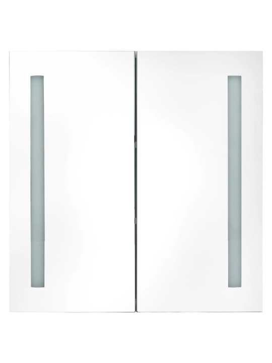 LED koupelnová skříňka se zrcadlem bílá a dub 62 x 14 x 60 cm