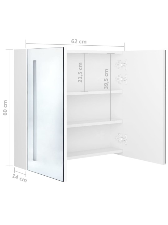 LED koupelnová skříňka se zrcadlem zářivě bílá 62 x 14 x 60 cm