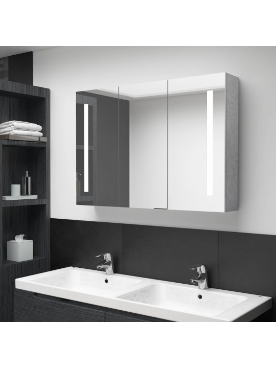 LED koupelnová skříňka se zrcadlem betonově šedá 89x14x62 cm