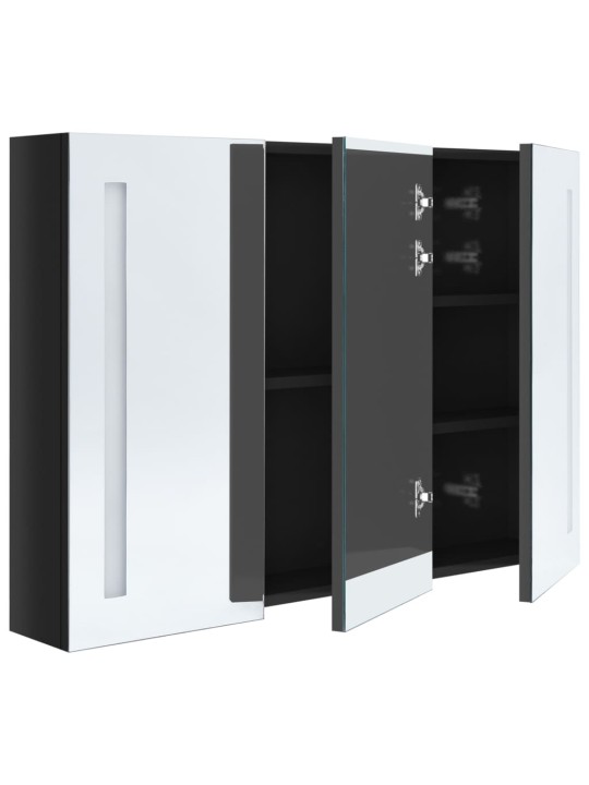 LED koupelnová skříňka se zrcadlem 89 x 14 x 62 cm zářivě černá