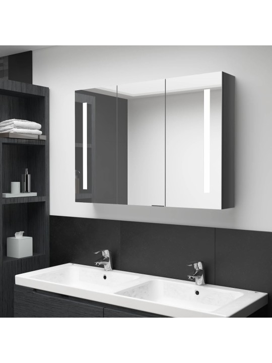 LED koupelnová skříňka se zrcadlem 89 x 14 x 62 cm zářivě šedá