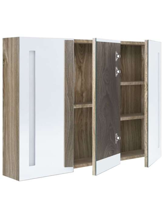 LED koupelnová skříňka se zrcadlem 89 x 14 x 62 cm dub