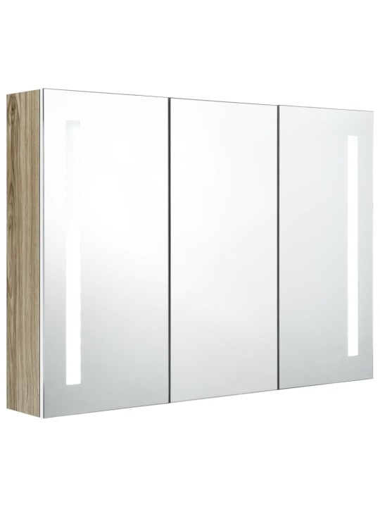 LED koupelnová skříňka se zrcadlem 89 x 14 x 62 cm bílá a dub